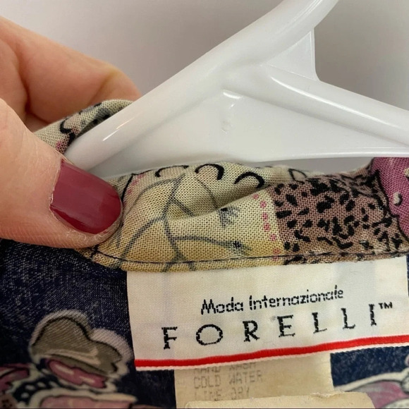 Vintage 80s Floral Printed Button Down Blouse Shoulder Pads Womens Plus Size 1X - Picture 12 of 15